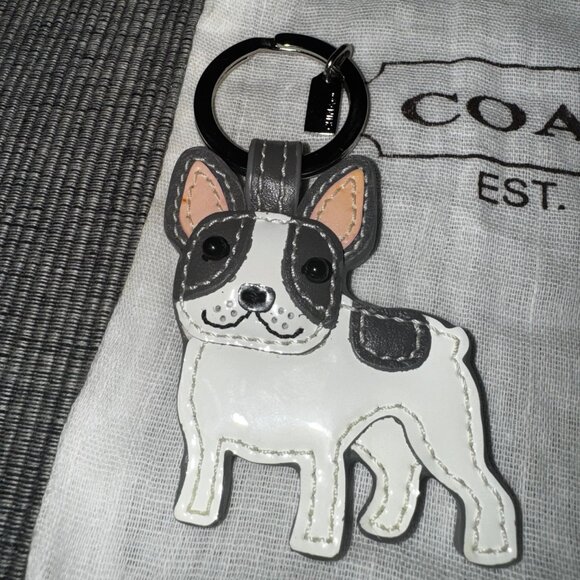 Coach Authentic French Bulldog Dog Fob Keychain Keyring Pouch RARE Discontinued - Picture 3 of 4